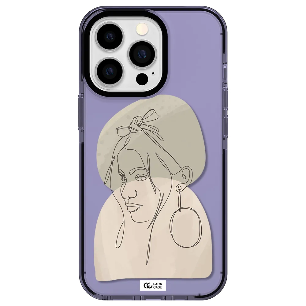 Abstract Female Face Line Art Apple iPhone 13 Pro impact Lilac Case