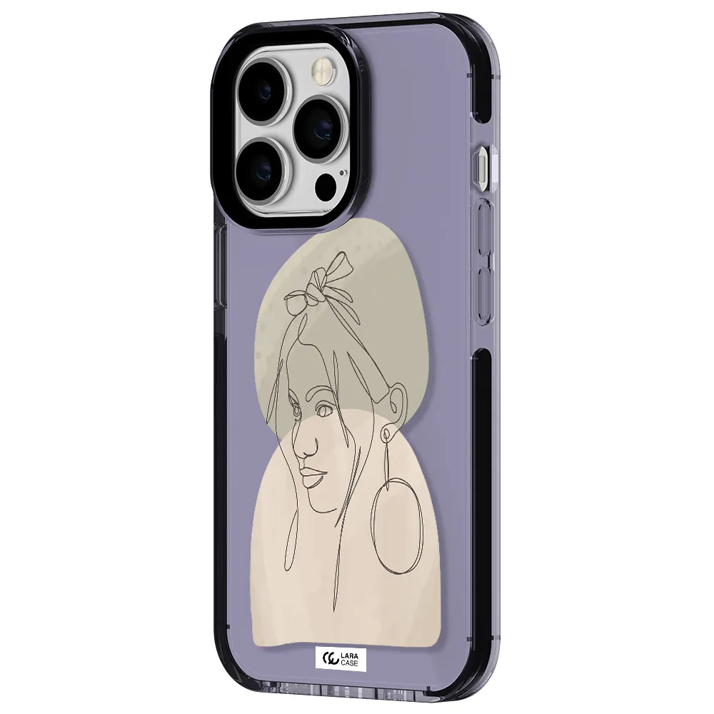 Abstract Female Face Line Art Apple iPhone 13 Pro impact Lilac Case