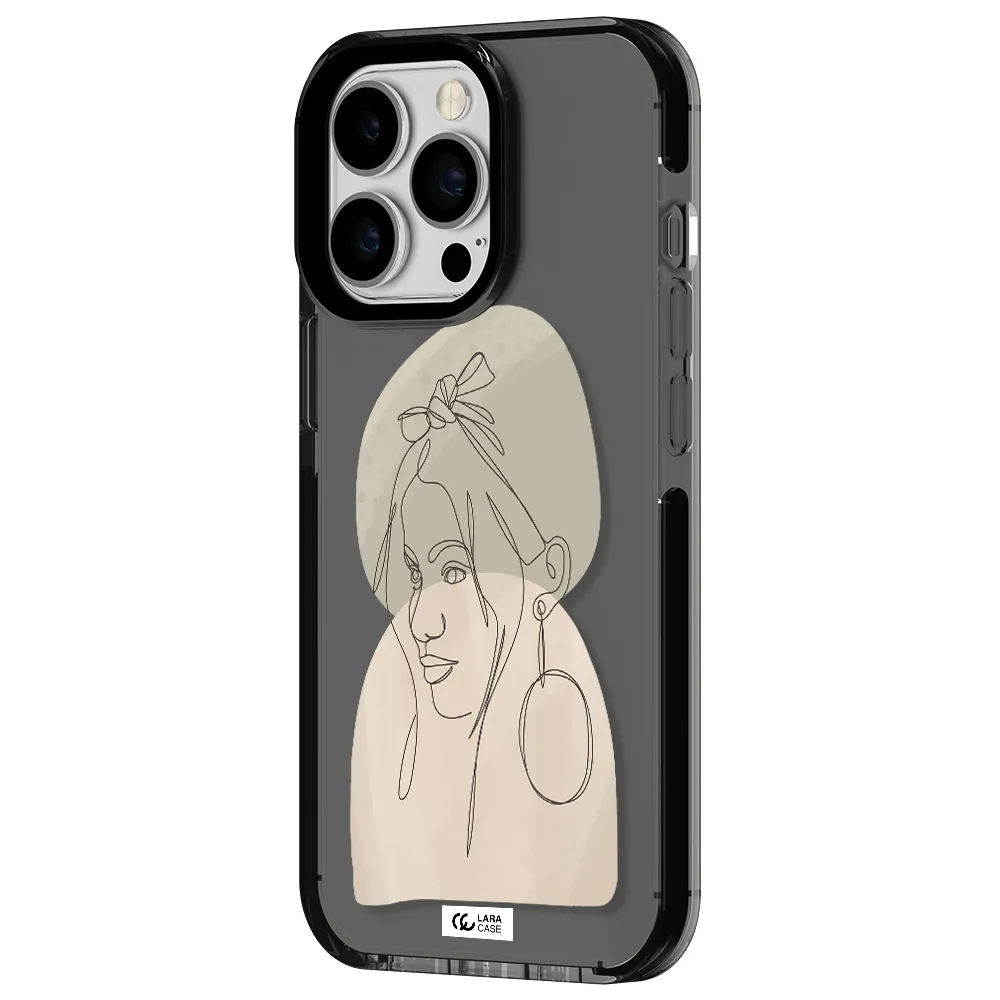 Abstract Female Face Line Art Apple iPhone 13 Pro impact Smoke Black Case