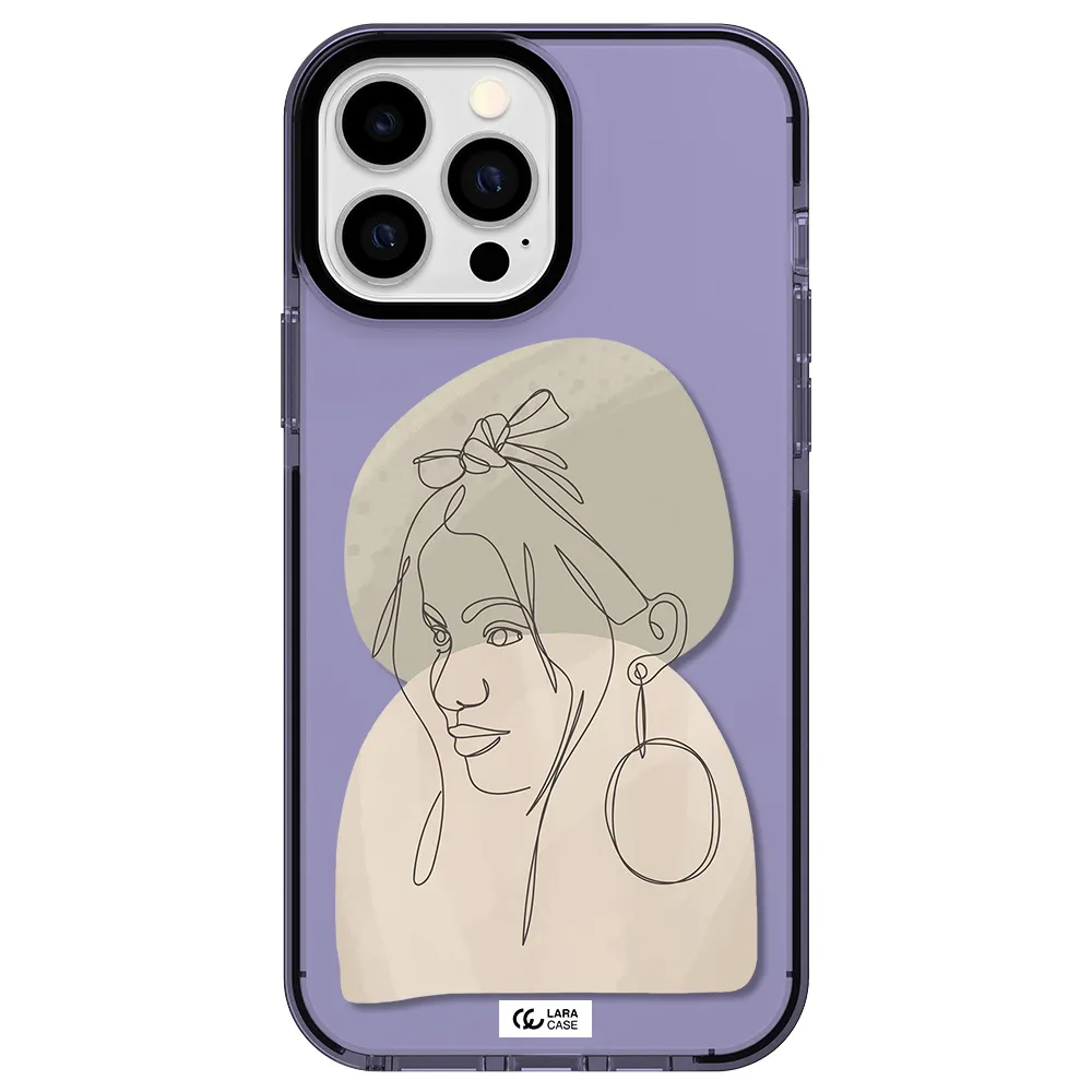 Abstract Female Face Line Art Apple iPhone 13 Pro Max impact Lilac Case