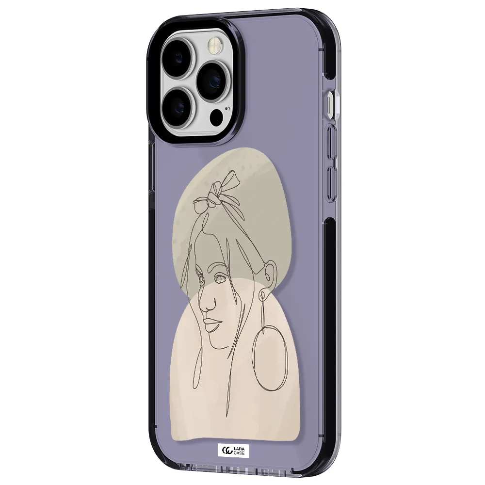 Abstract Female Face Line Art Apple iPhone 13 Pro Max impact Lilac Case