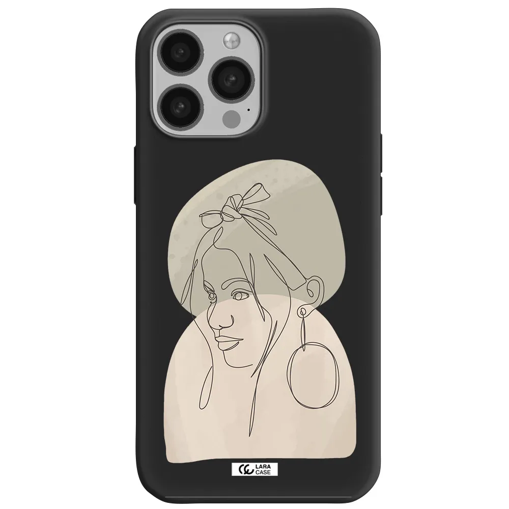 Abstract Female Face Line Art Apple iPhone 13 Pro Silicone black Case