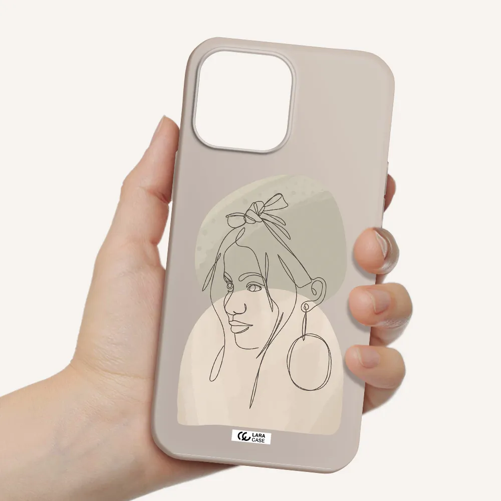 Abstract Female Face Line Art Apple iPhone 13 Pro Silicone Stone Case