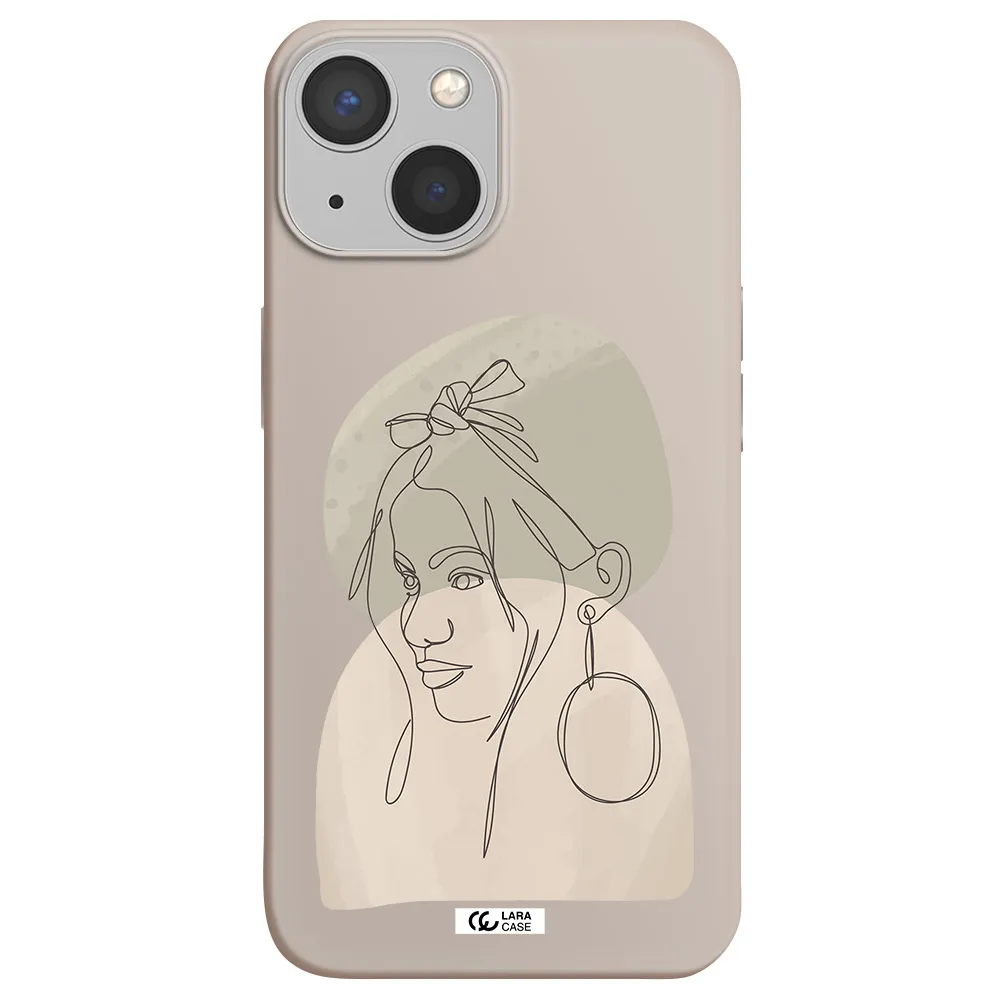 Abstract Female Face Line Art Apple iPhone 13 Silicone Stone Case
