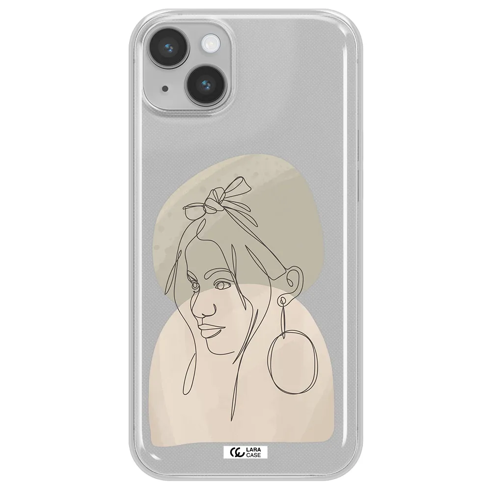 Abstract Female Face Line Art Apple iPhone 14 Clear TPU Case