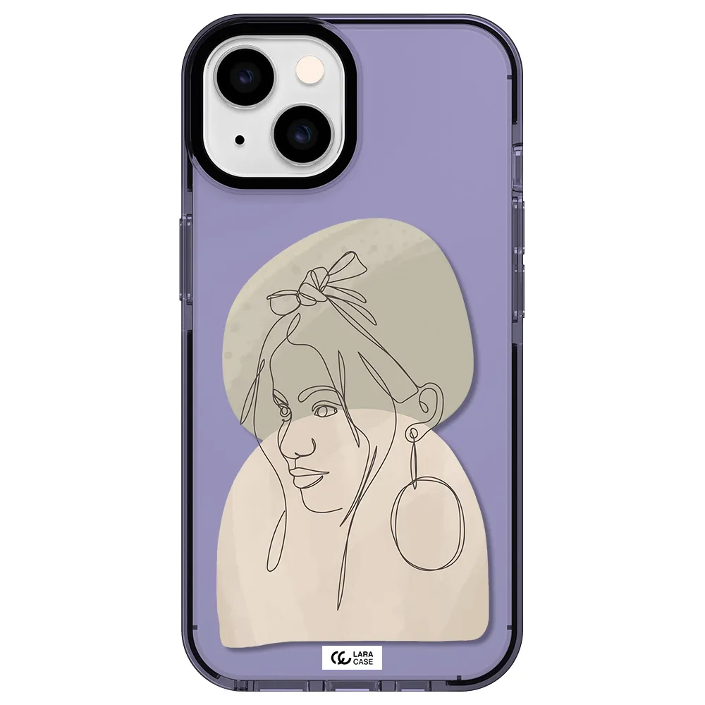 Abstract Female Face Line Art Apple iPhone 14 impact Lilac Case