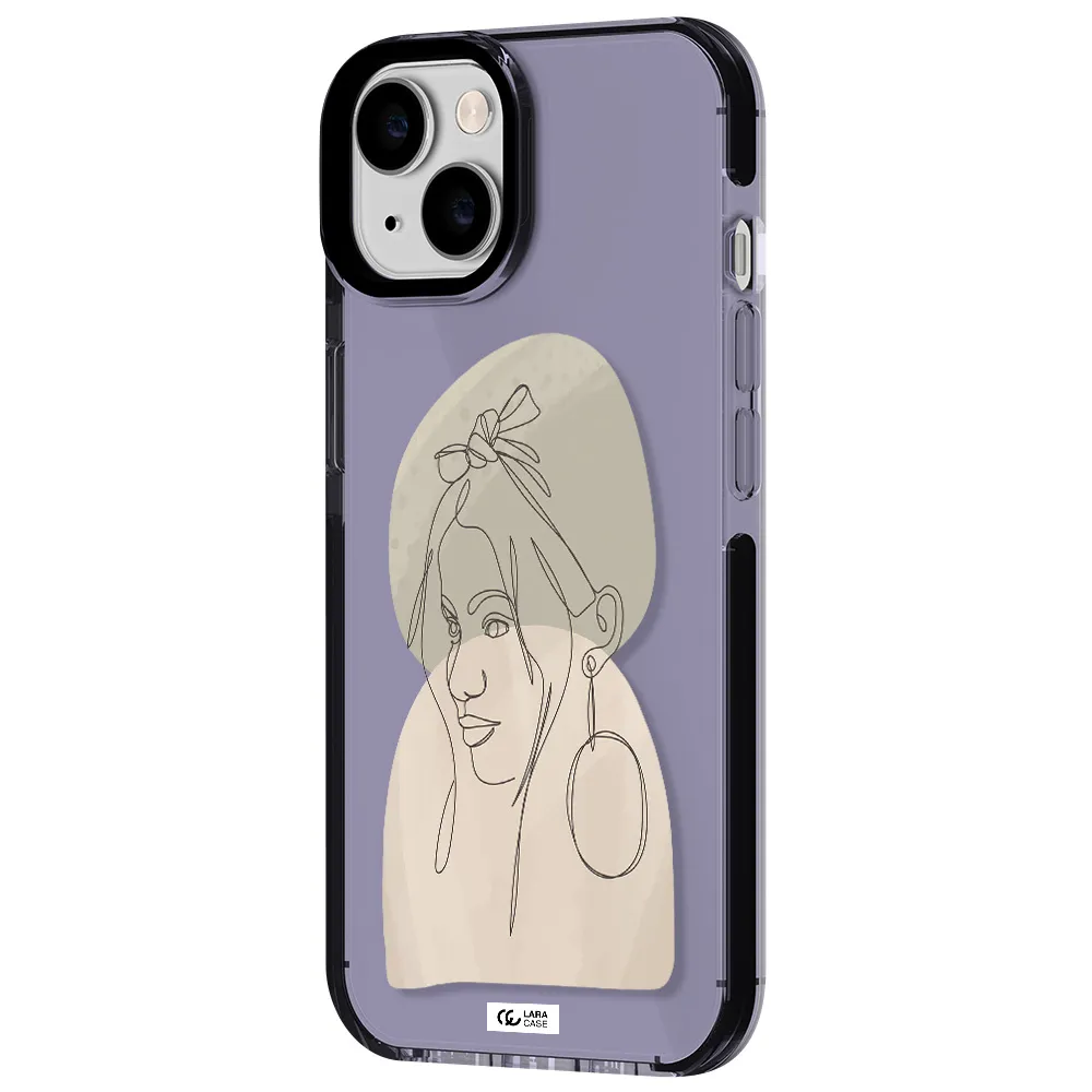 Abstract Female Face Line Art Apple iPhone 14 impact Lilac Case
