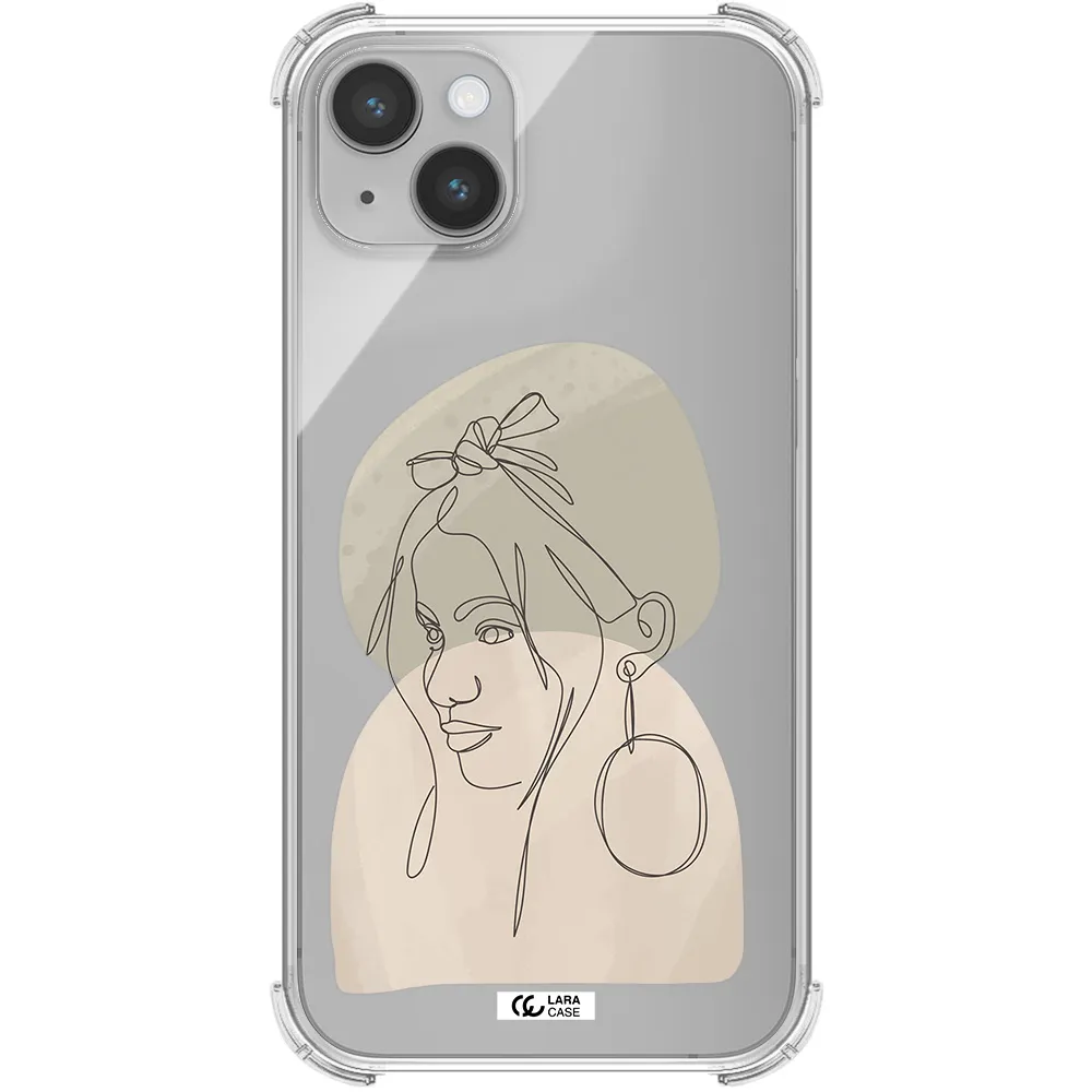 Abstract Female Face Line Art Apple iPhone 14 plus Clear PC Case