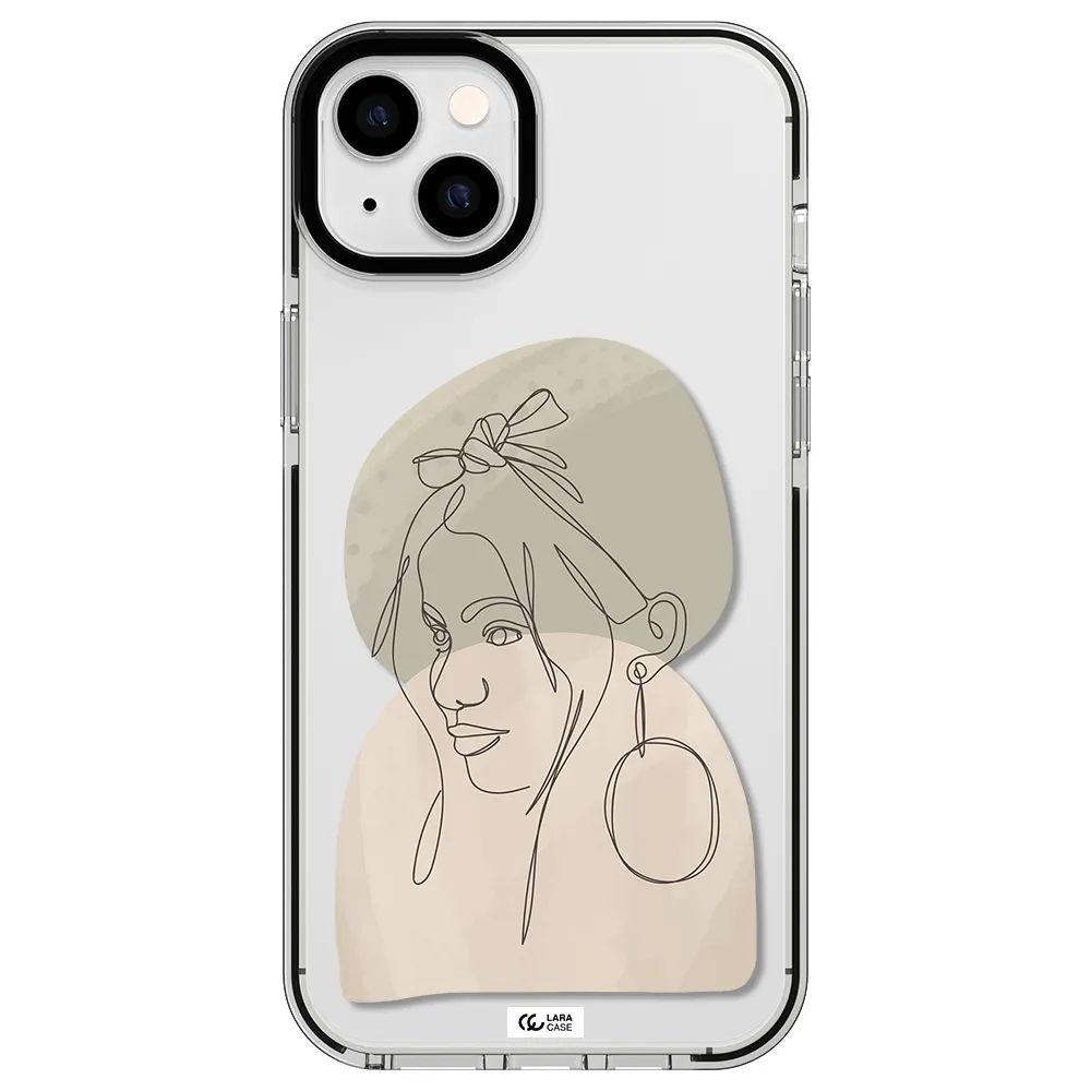 Abstract Female Face Line Art Apple iPhone 14 plus impact black border Case