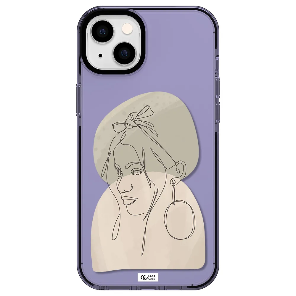 Abstract Female Face Line Art Apple iPhone 14 plus impact Lilac Case