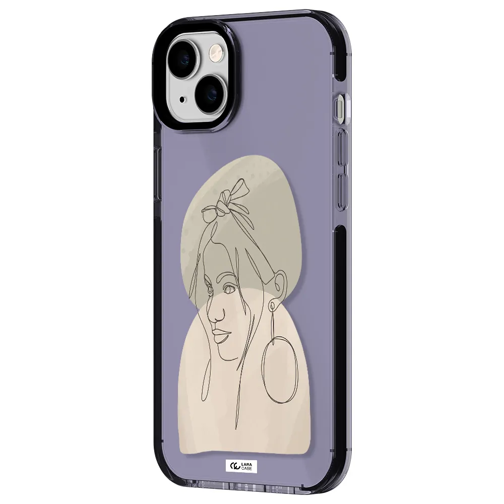 Abstract Female Face Line Art Apple iPhone 14 plus impact Lilac Case