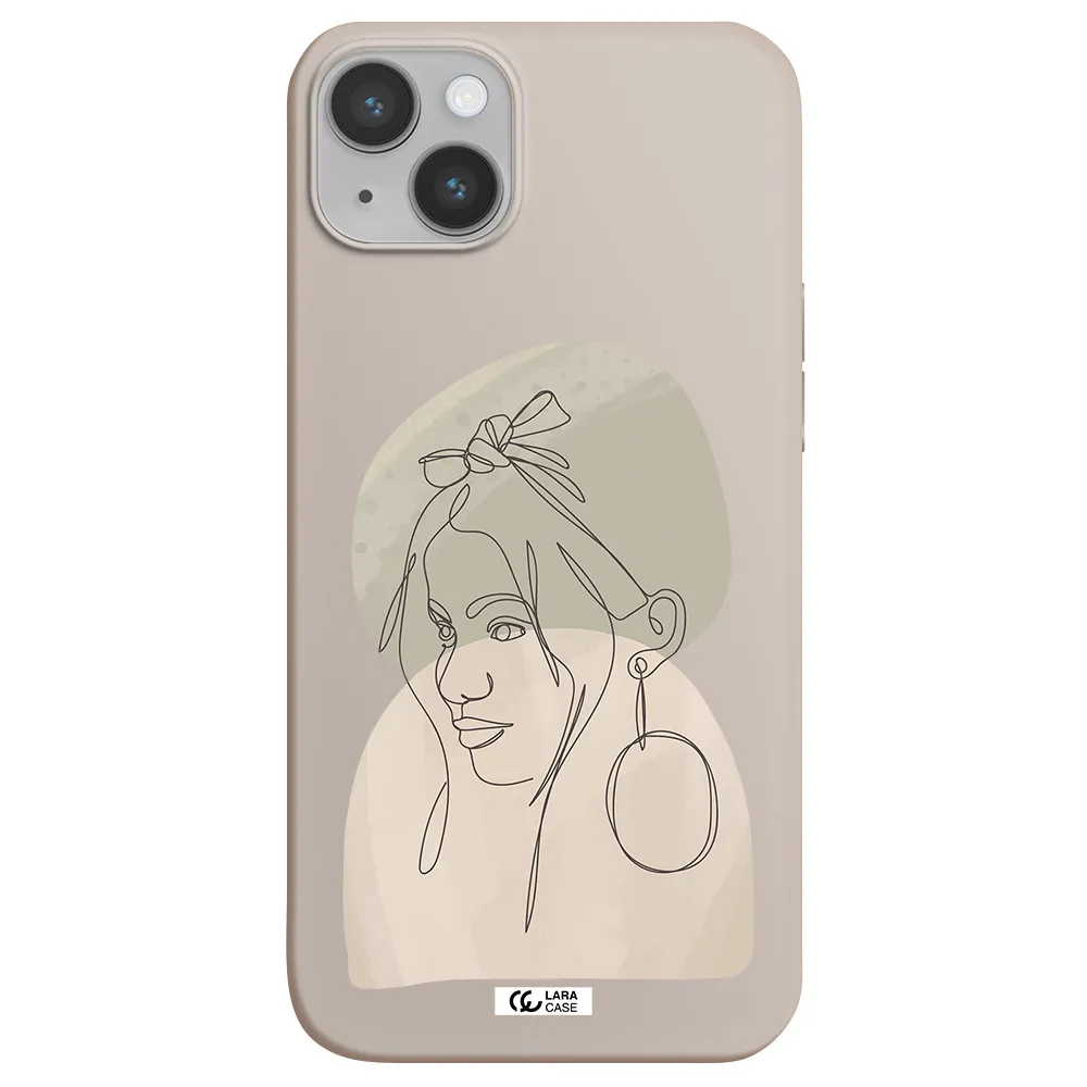 Abstract Female Face Line Art Apple iPhone 14 plus Silicone Stone Case