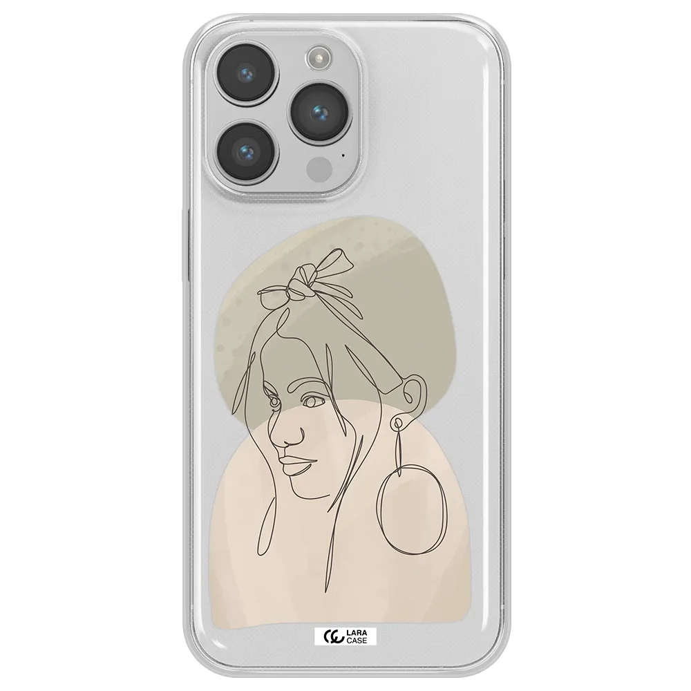 Abstract Female Face Line Art Apple iPhone 14 pro Clear TPU Case