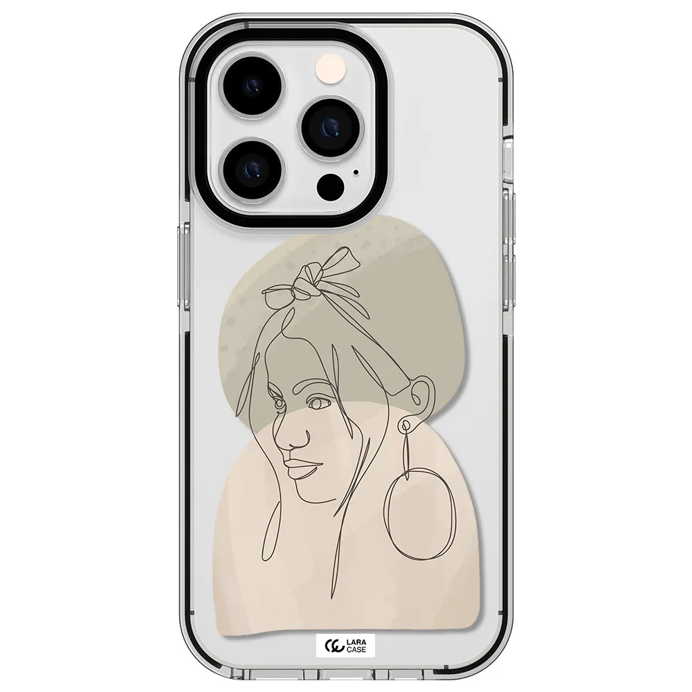 Abstract Female Face Line Art Apple iPhone 14 pro impact black border Case