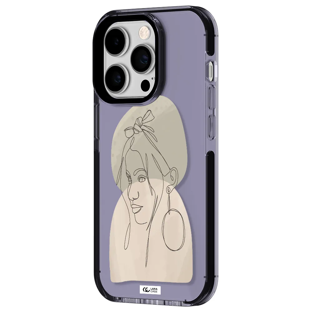 Abstract Female Face Line Art Apple iPhone 14 pro impact Lilac Case