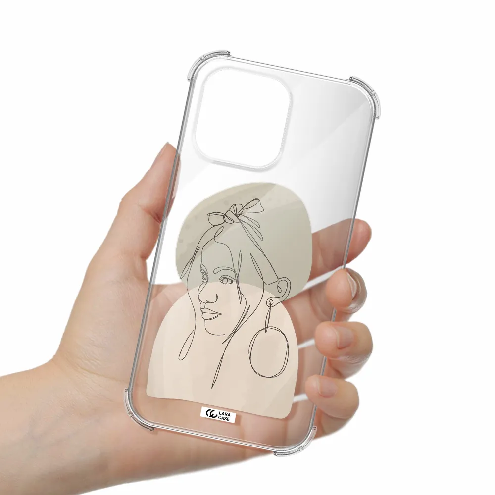 Abstract Female Face Line Art Apple iPhone 14 pro max Clear PC Case