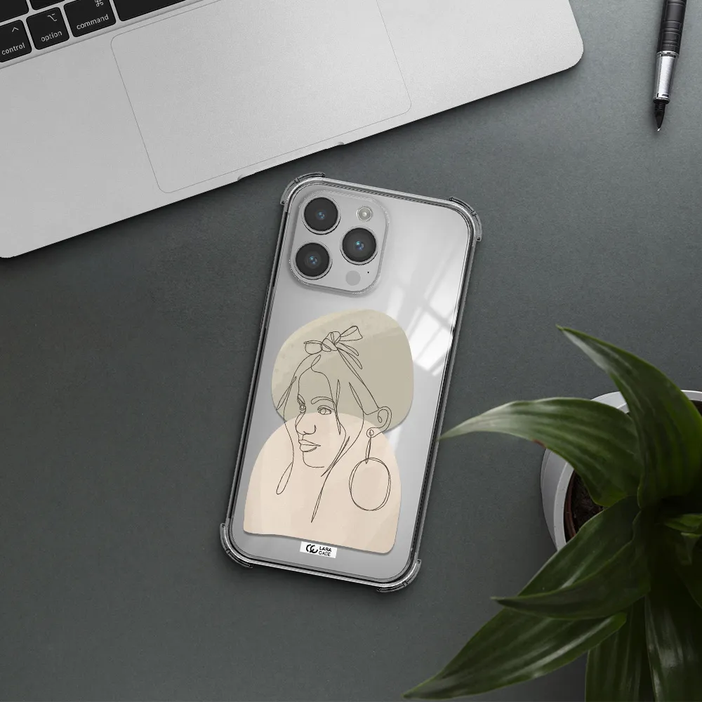 Abstract Female Face Line Art Apple iPhone 14 pro max Clear PC Case