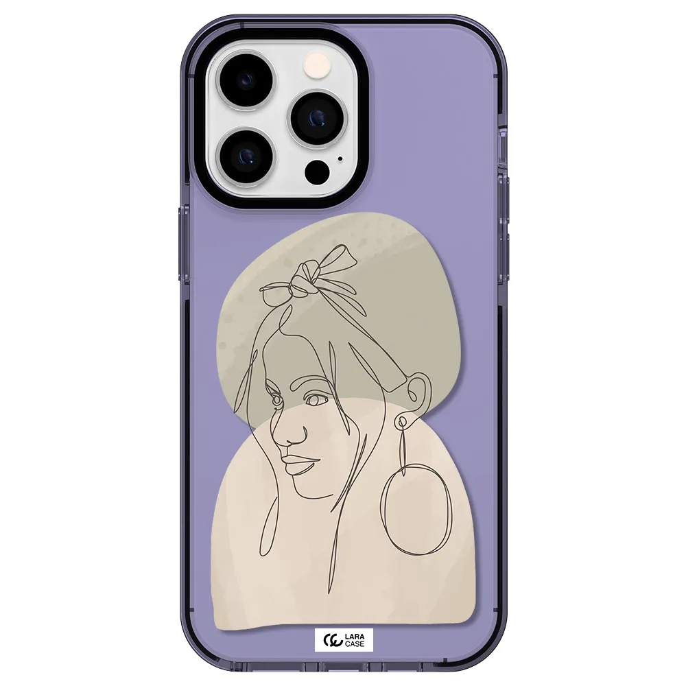 Abstract Female Face Line Art Apple iPhone 14 pro max impact Lilac Case