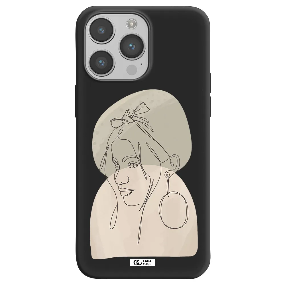Abstract Female Face Line Art Apple iPhone 14 pro Silicone black Case