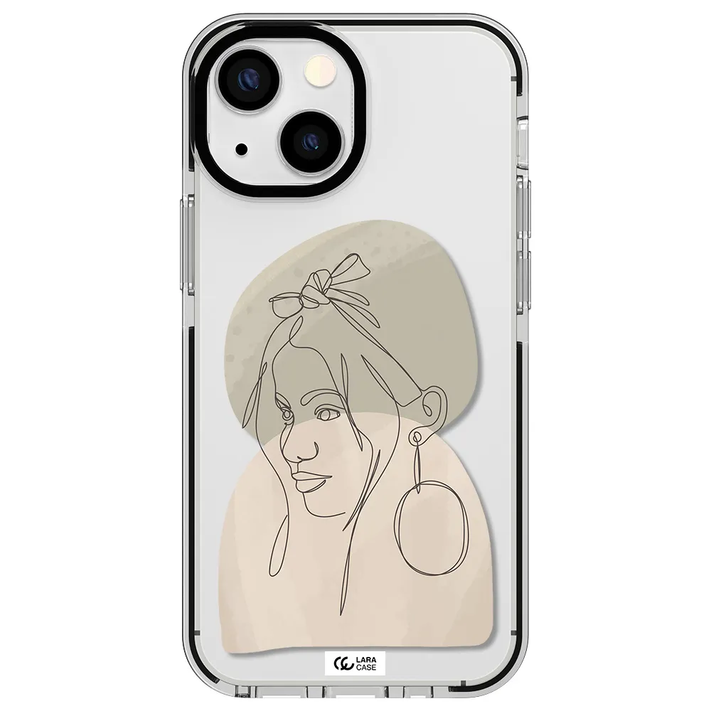Abstract Female Face Line Art Apple iPhone 15 impact black border Case