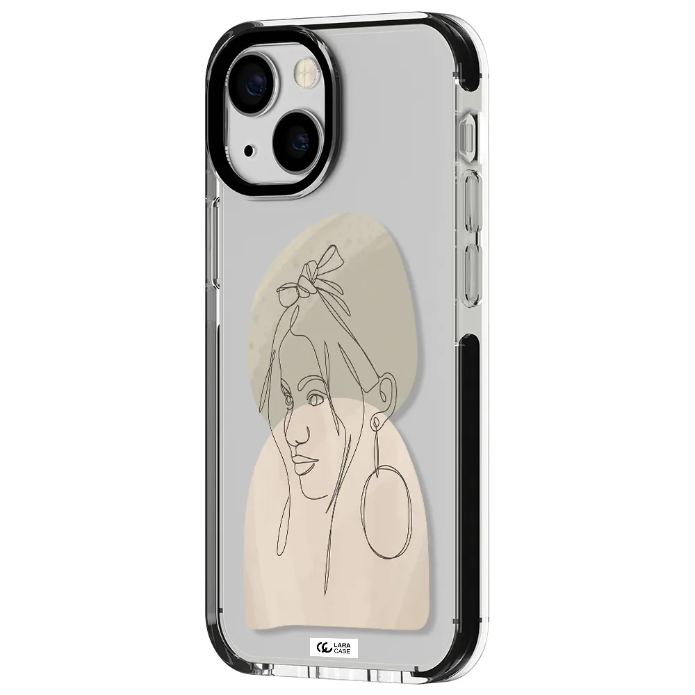 Abstract Female Face Line Art Apple iPhone 15 impact black border Case