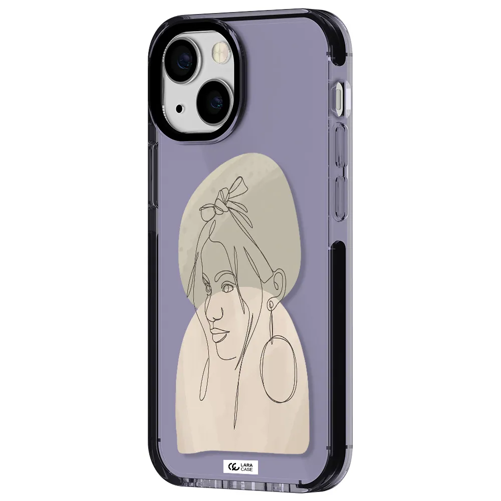 Abstract Female Face Line Art Apple iPhone 15 impact Lilac Case