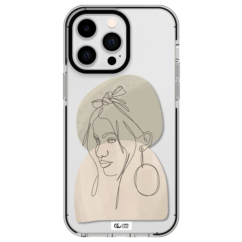Abstract Female Face Line Art Apple iPhone 15 Pro impact black border Case