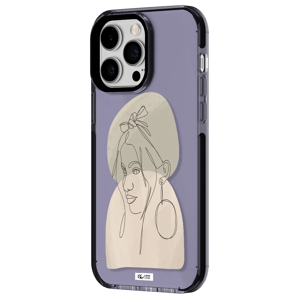 Abstract Female Face Line Art Apple iPhone 15 Pro impact Lilac Case