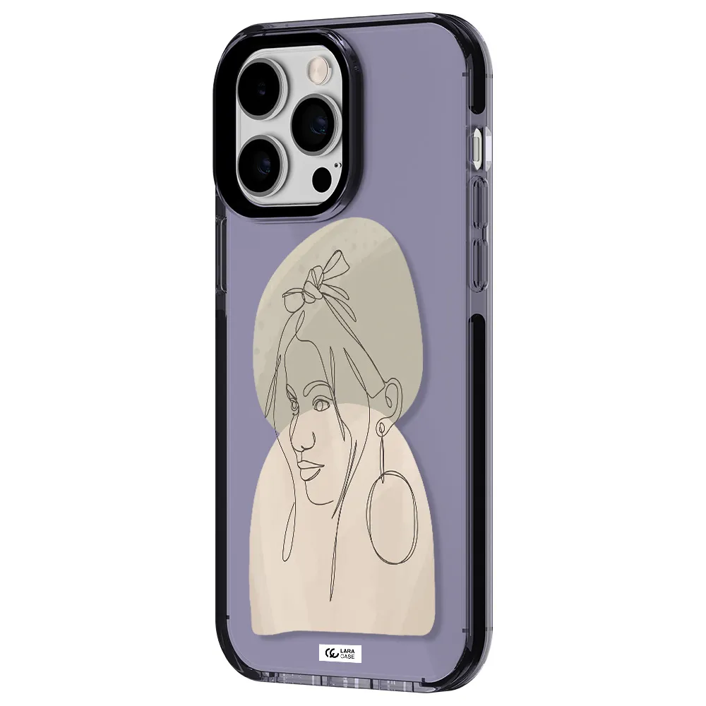 Abstract Female Face Line Art Apple iPhone 15 Pro Max impact Lilac Case