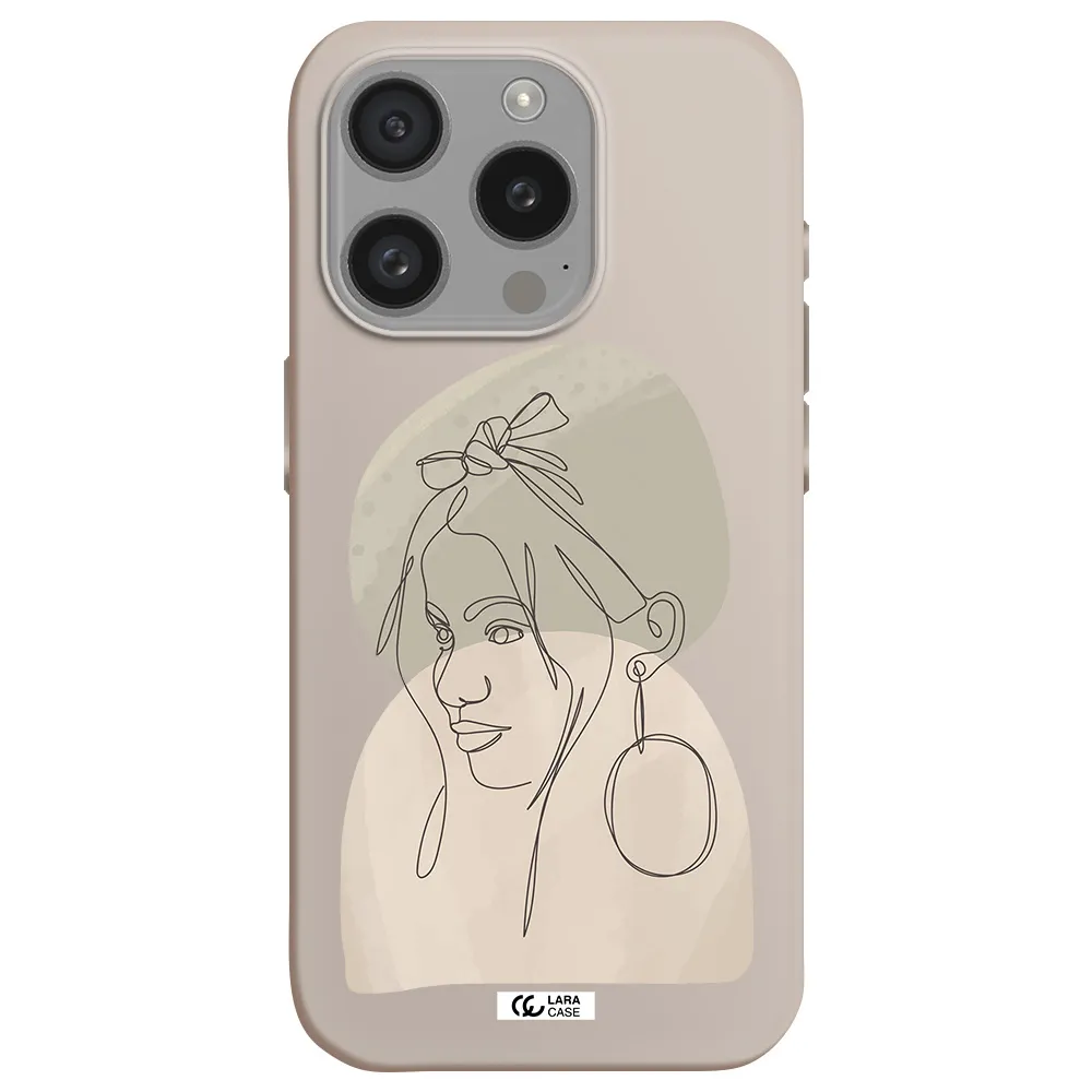 Abstract Female Face Line Art Apple Iphone 15 Pro Silicone Stone Case