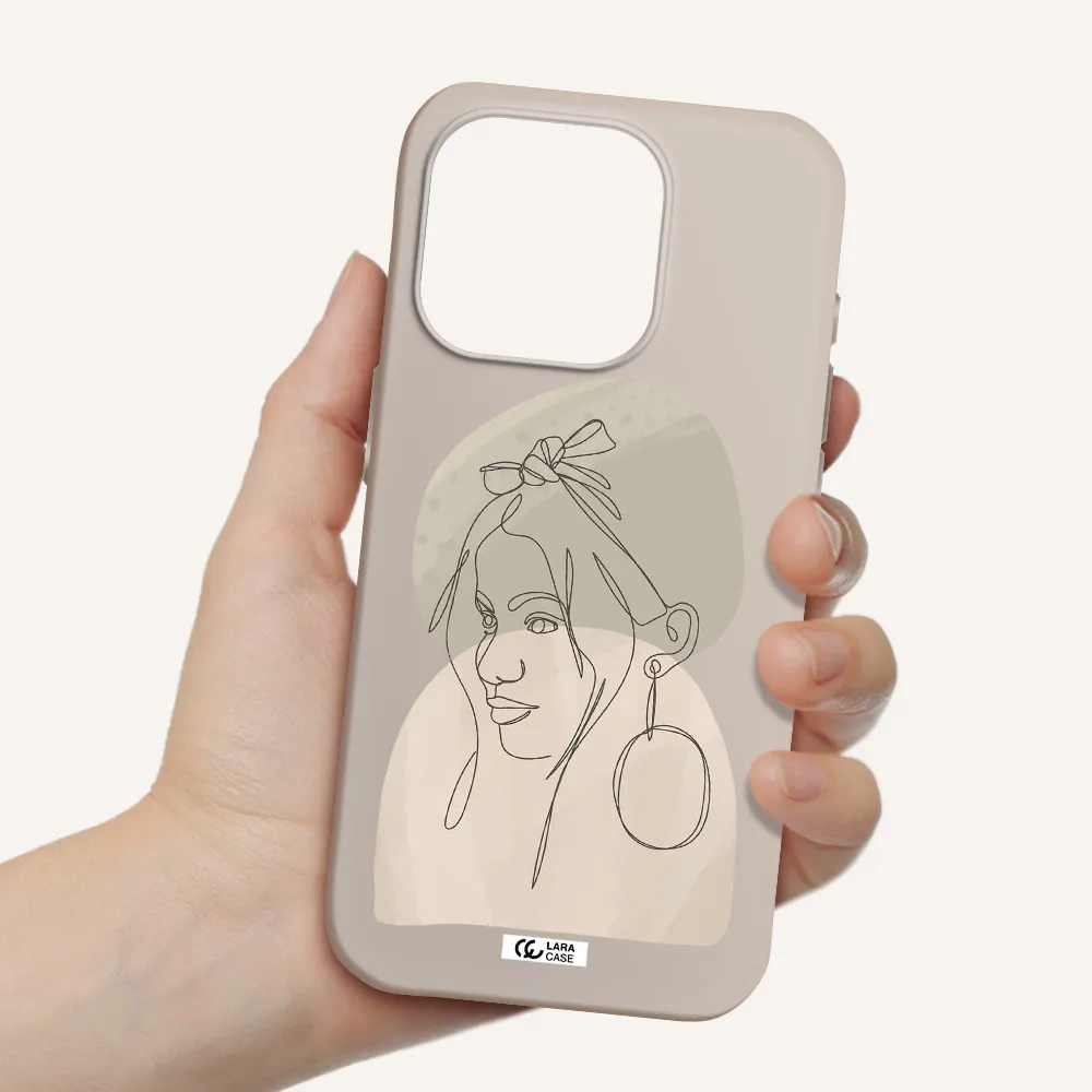 Abstract Female Face Line Art Apple Iphone 15 Pro Silicone Stone Case