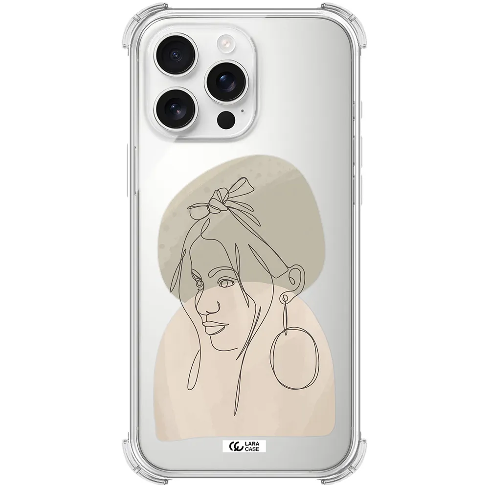 Abstract Female Face Line Art Apple Iphone 16 Pro Max Clear Pc Case