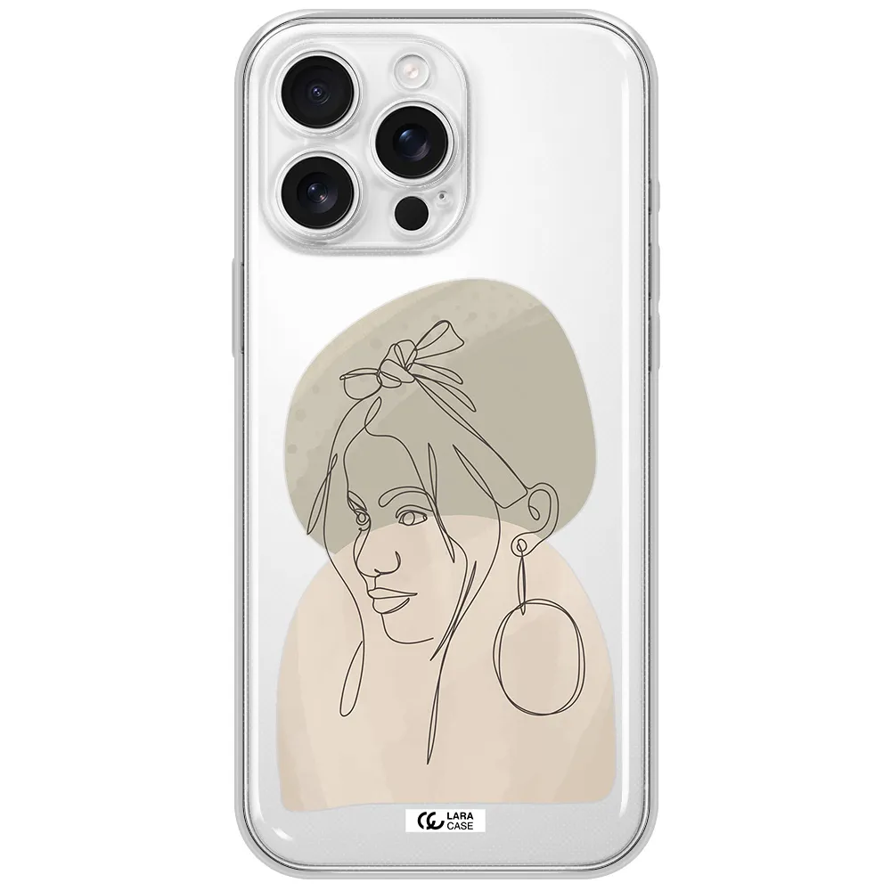 Abstract Female Face Line Art Apple Iphone 16 Pro Max Clear Tpu Case
