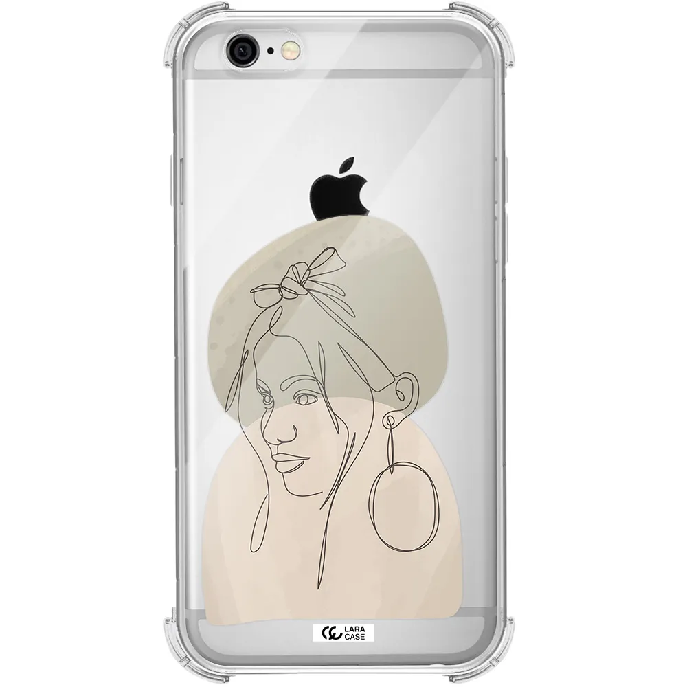 Abstract Female Face Line Art Apple iPhone 6 Clear PC Case