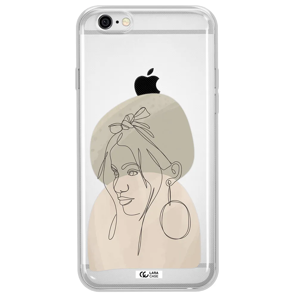 Abstract Female Face Line Art Apple iPhone 6 Clear TPU Case
