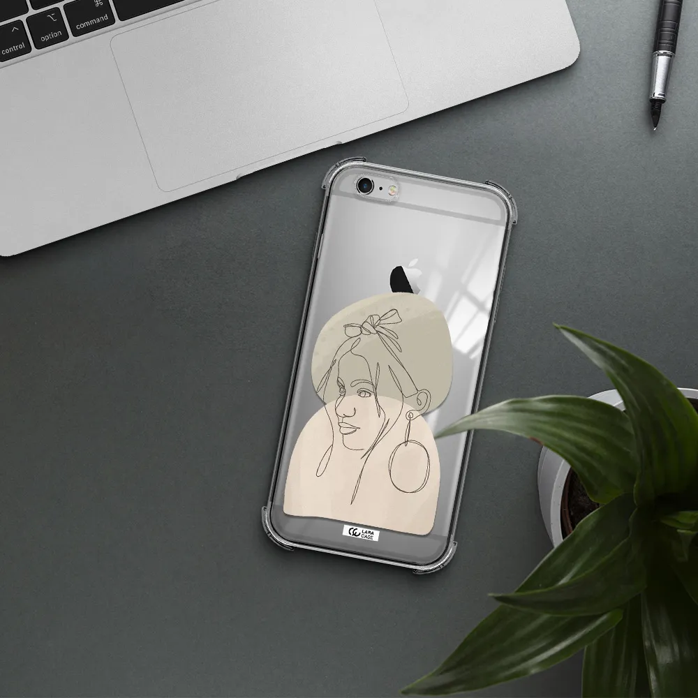 Abstract Female Face Line Art Apple iPhone 6 plus Clear PC Case