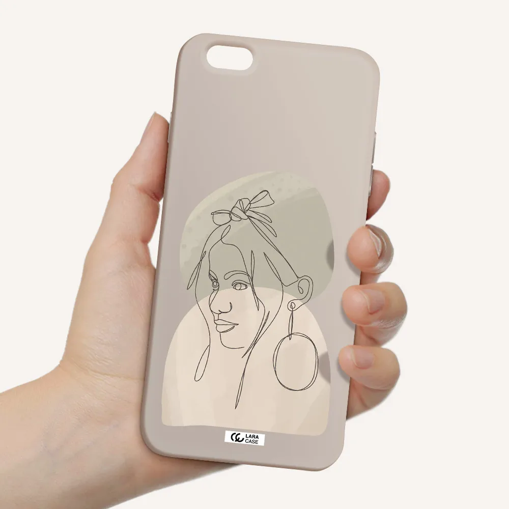 Abstract Female Face Line Art Apple iPhone 6 plus Silicone Stone Case