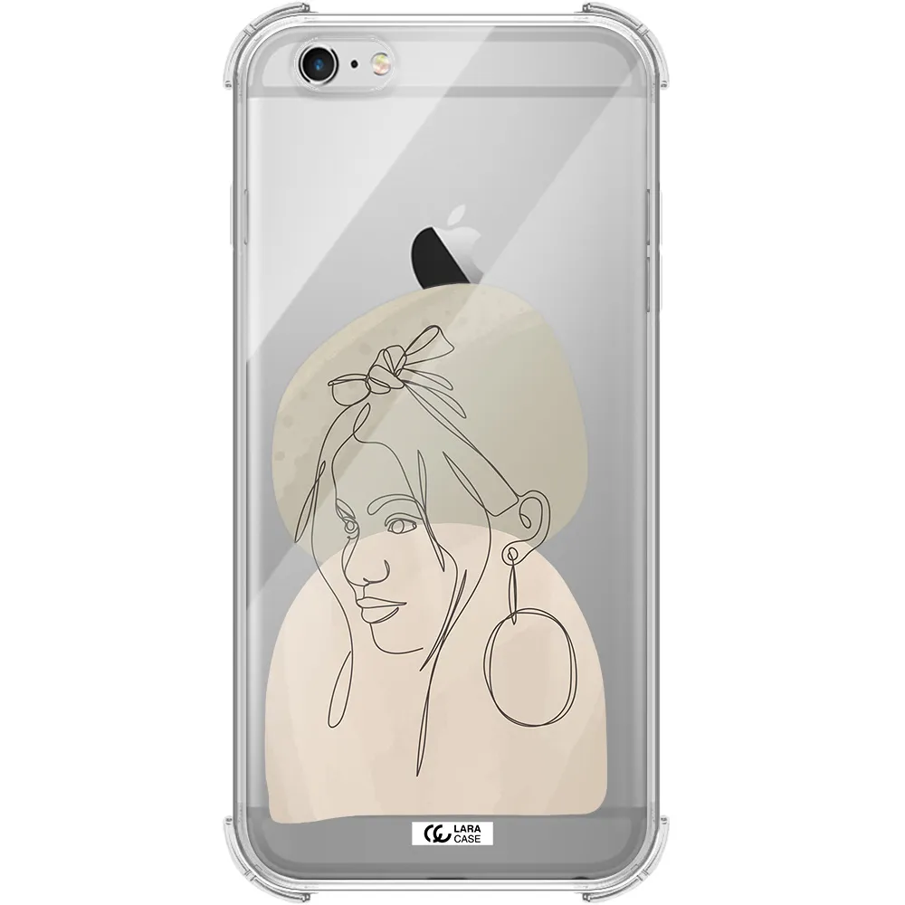 Abstract Female Face Line Art Apple iPhone 6 s plus Clear PC Case