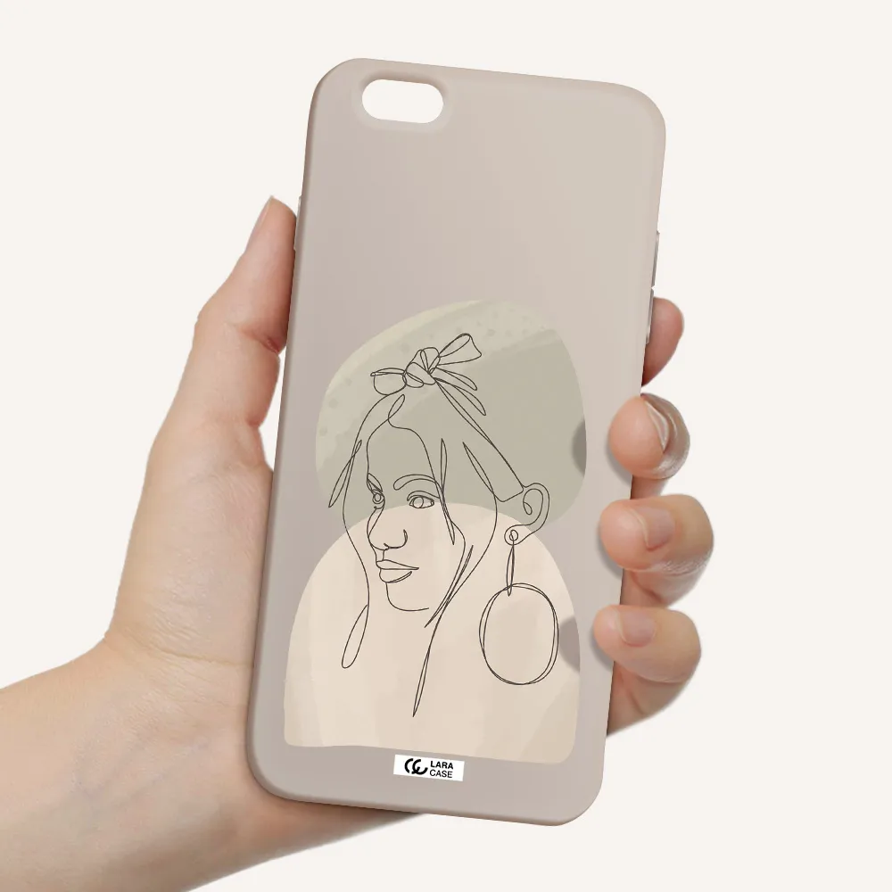 Abstract Female Face Line Art Apple iPhone 6 s plus Silicone Stone Case