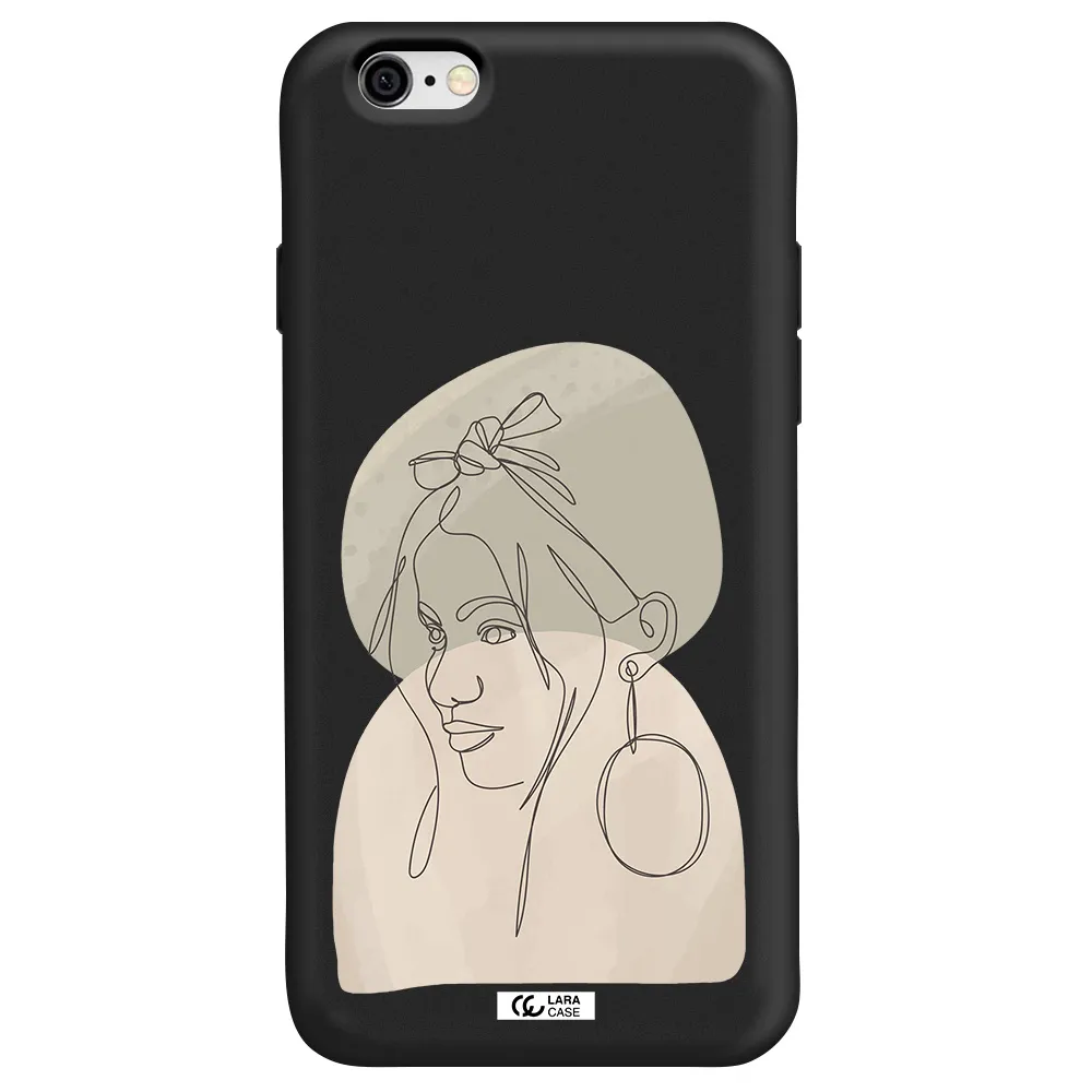 Abstract Female Face Line Art Apple iPhone 6 Silicone black Case