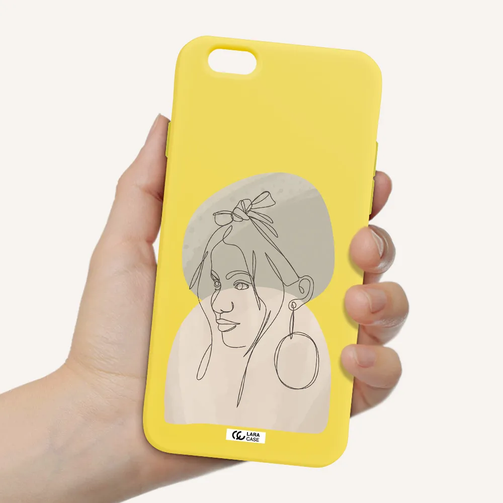 Abstract Female Face Line Art Apple iPhone 6 Silicone canary yellow Case
