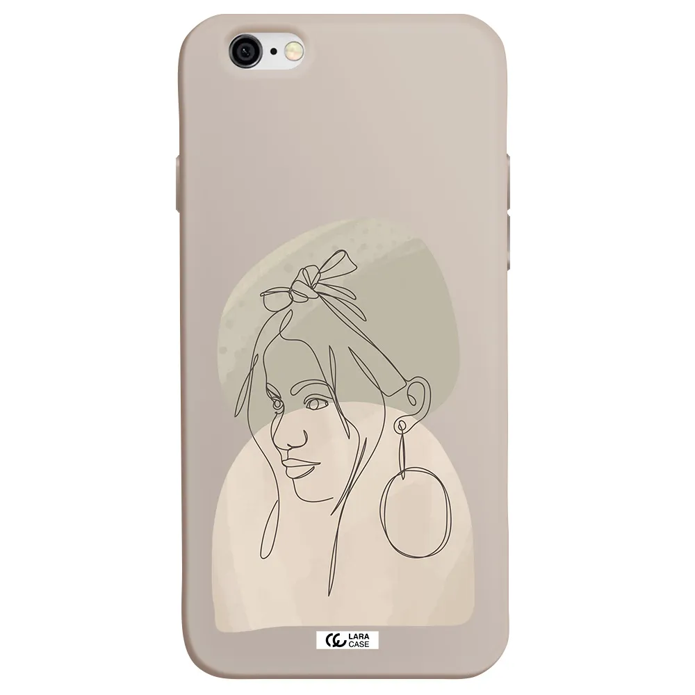 Abstract Female Face Line Art Apple iPhone 6 Silicone Stone Case
