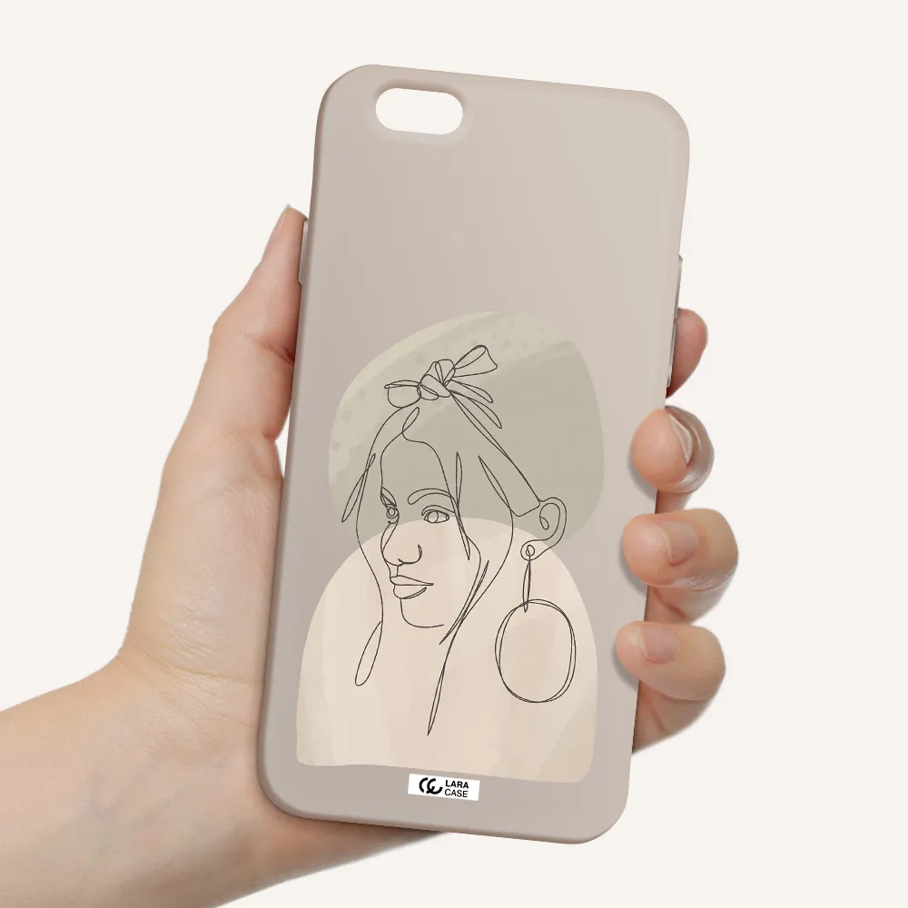 Abstract Female Face Line Art Apple iPhone 6 Silicone Stone Case