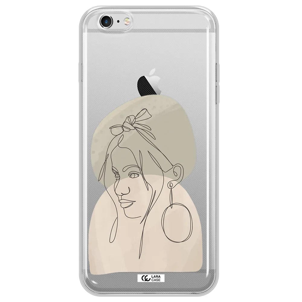Abstract Female Face Line Art Apple iPhone 6S Clear TPU Case
