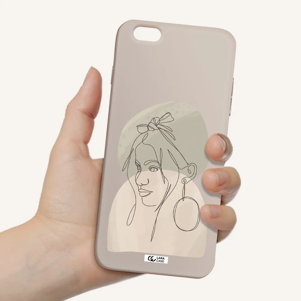Abstract Female Face Line Art Apple iPhone 6S Silicone Stone Case