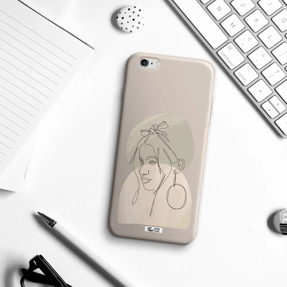 Abstract Female Face Line Art Apple iPhone 6S Silicone Stone Case