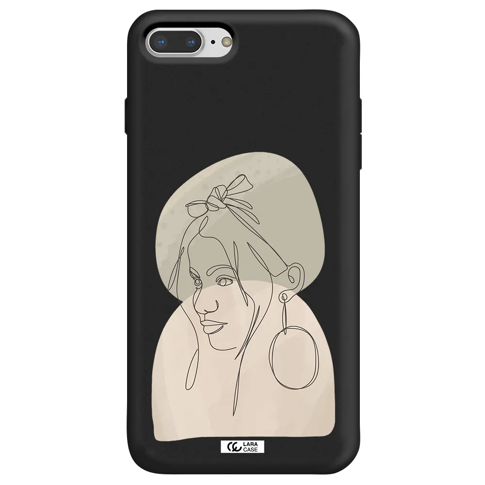 Abstract Female Face Line Art Apple iPhone 7 plus Silicone black Case