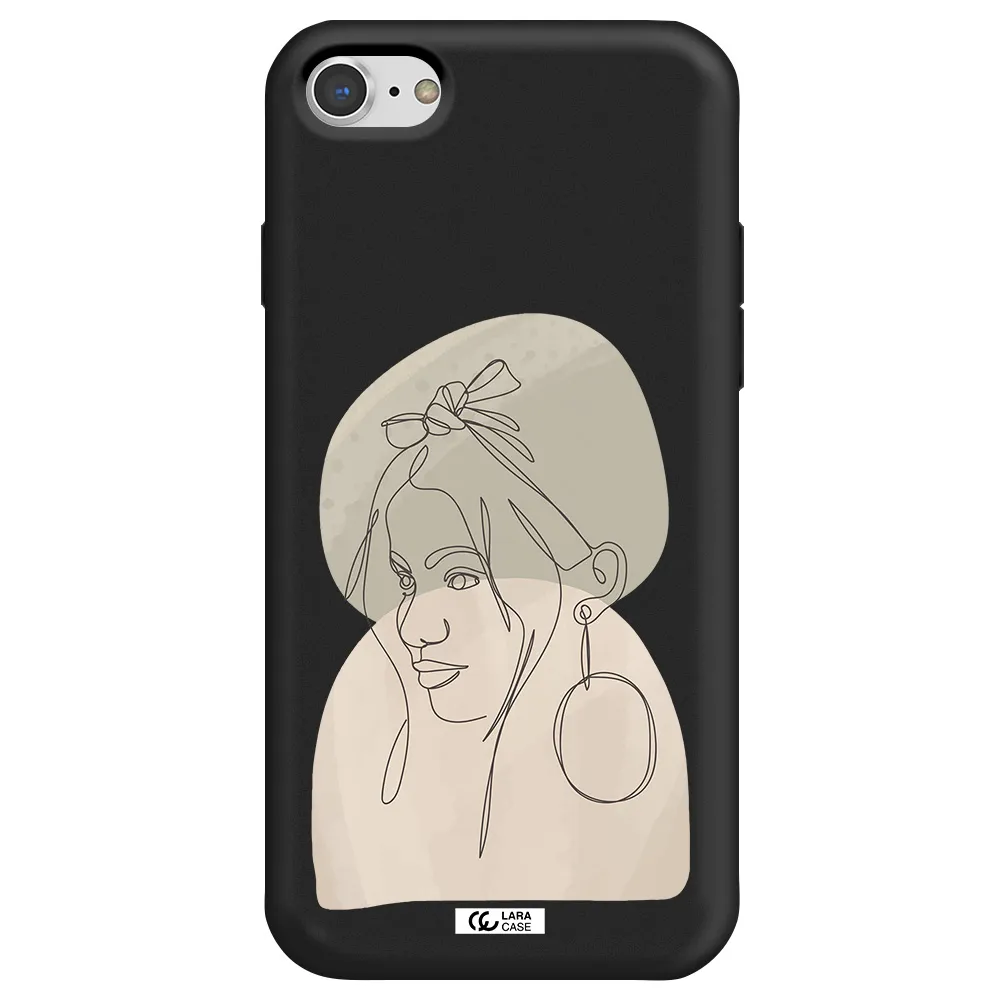 Abstract Female Face Line Art Apple iPhone 7 Silicone black Case