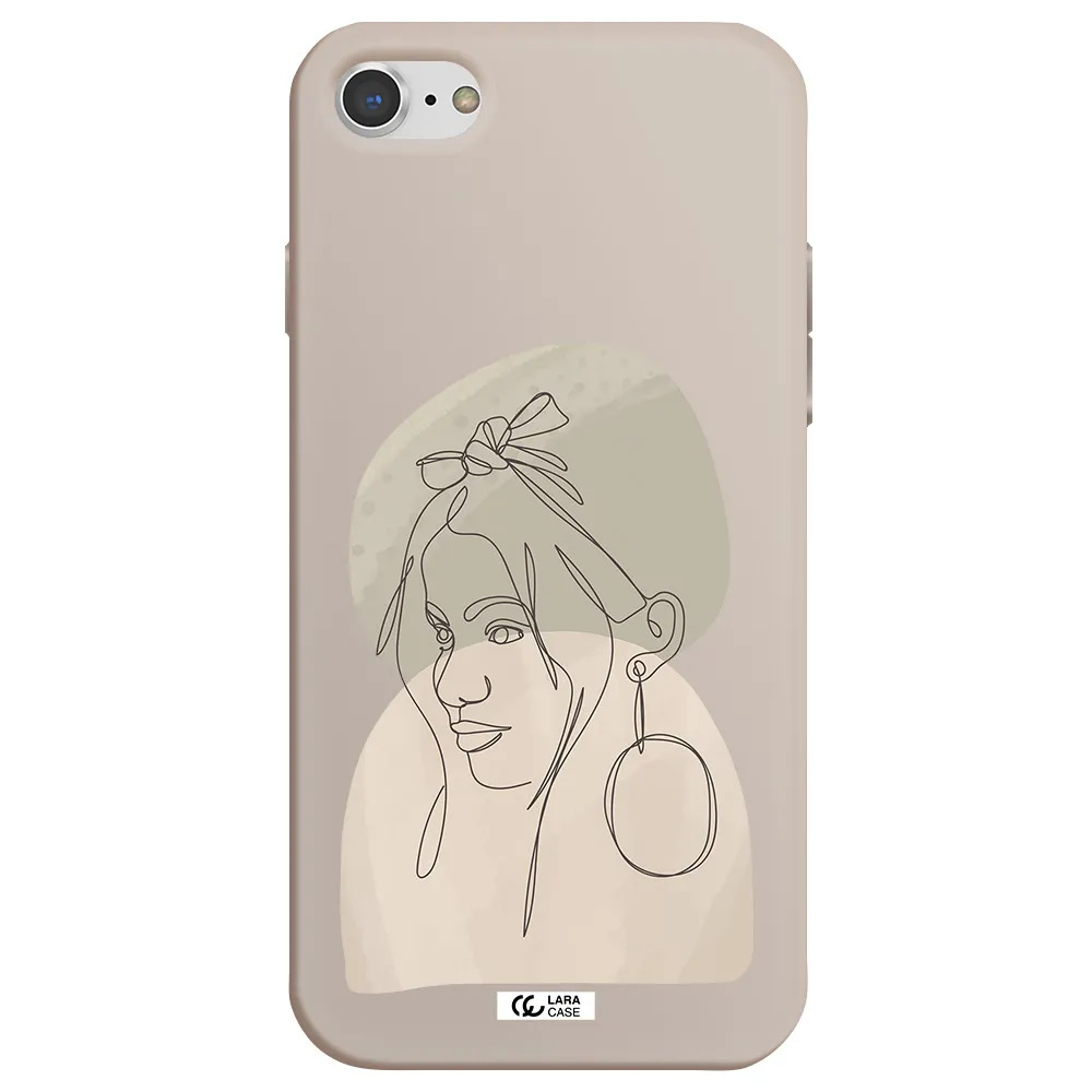 Abstract Female Face Line Art Apple iPhone 7 Silicone Stone Case