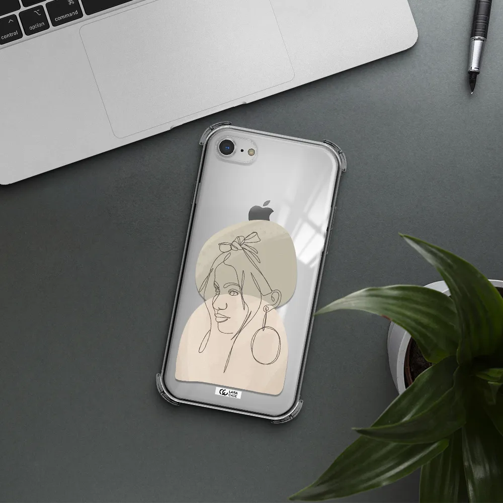 Abstract Female Face Line Art Apple iPhone 8 Clear PC Case
